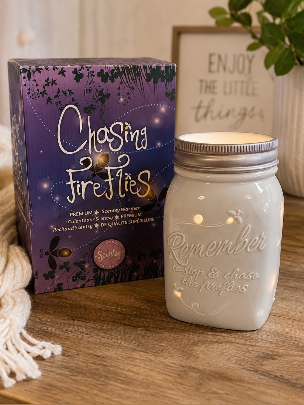 Scentsy Chasing Fireflies Premium Mason Jar Wax Warmer Full Size NIB